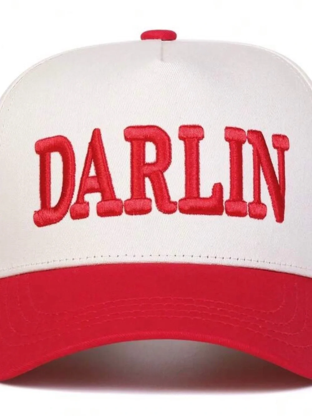 Red and White 'DARLIN' Embroidered Baseball Cap